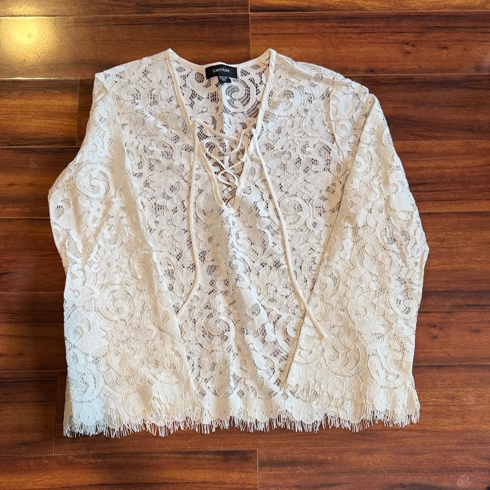 Karen Kane Cream Lace Blouse
